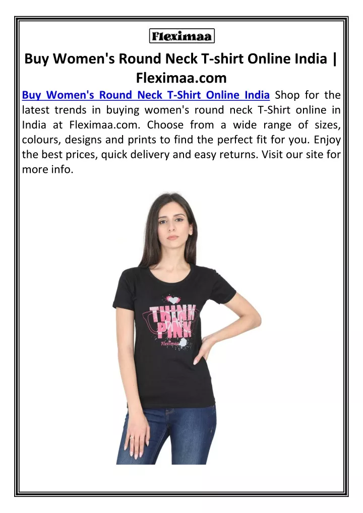 buy women s round neck t shirt online india