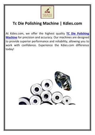 Tc Die Polishing Machine | Kdies.com