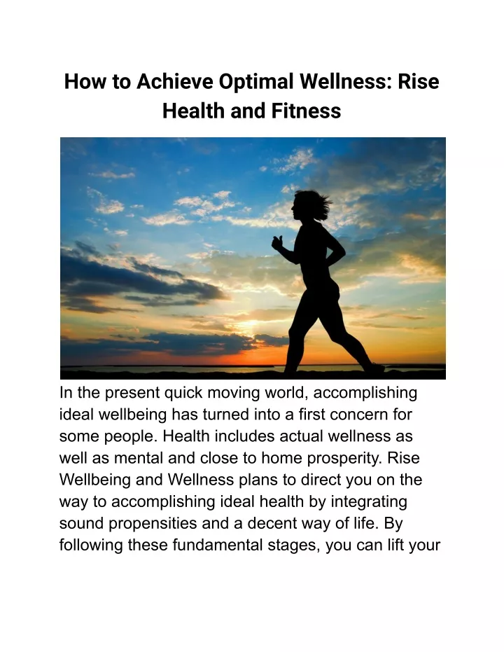 how to achieve optimal wellness rise health