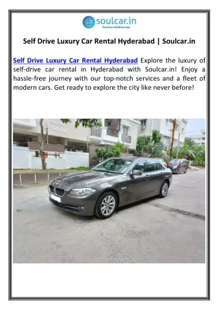 Self Drive Luxury Car Rental Hyderabad | Soulcar.in