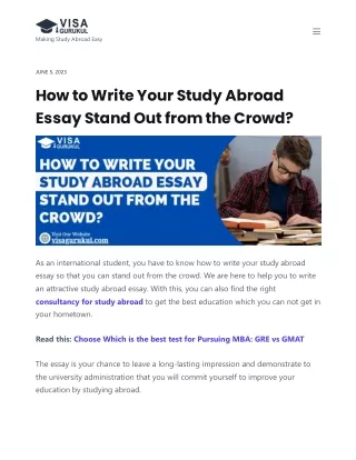 Study Abroad Essay- Visa Gurukul