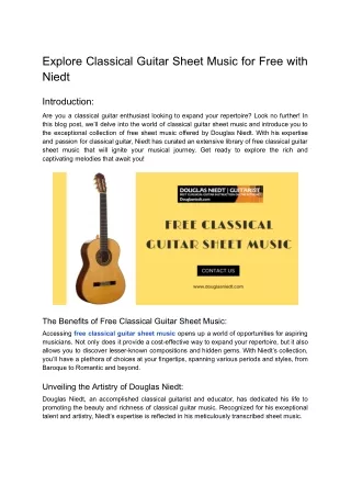 Explore Classical Guitar Sheet Music for Free with Niedt