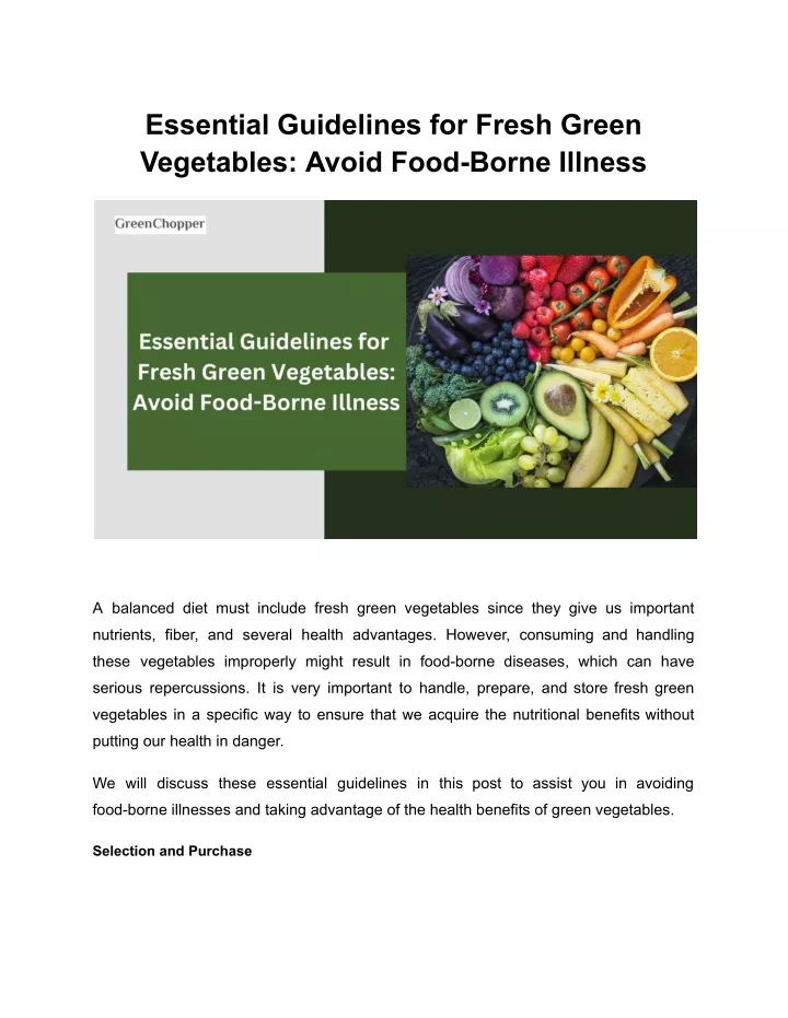 essential guidelines for fresh green vegetables