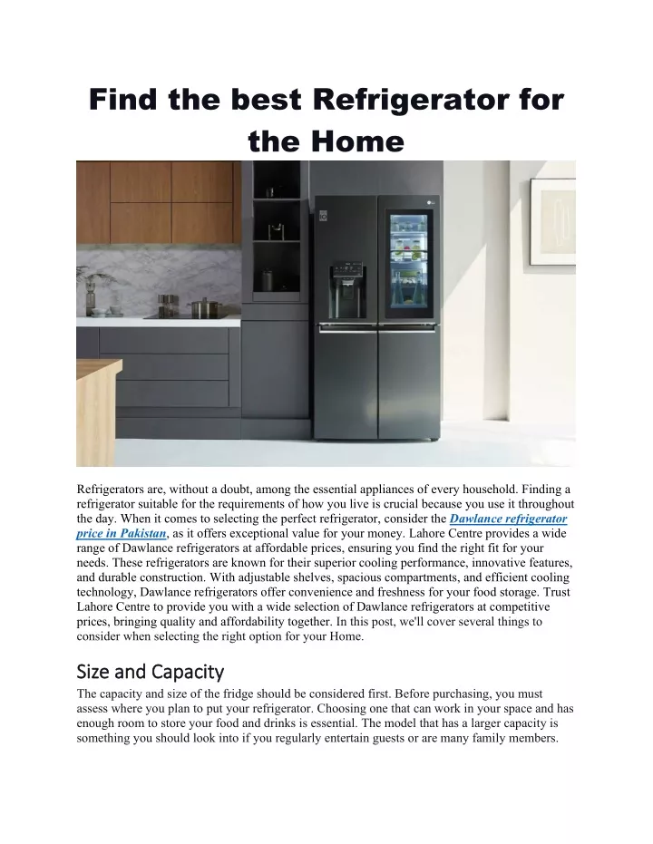 find the best refrigerator for the home