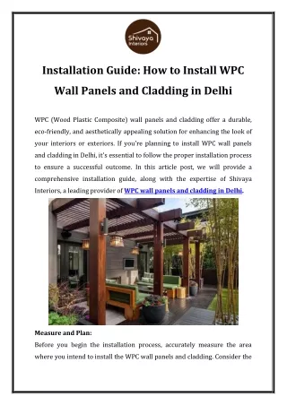 Installation Guide How to Install WPC Wall Panels and Cladding in Delhi