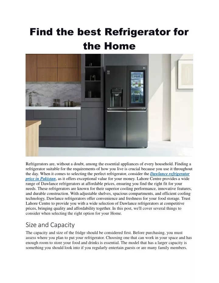 find the best refrigerator for the home