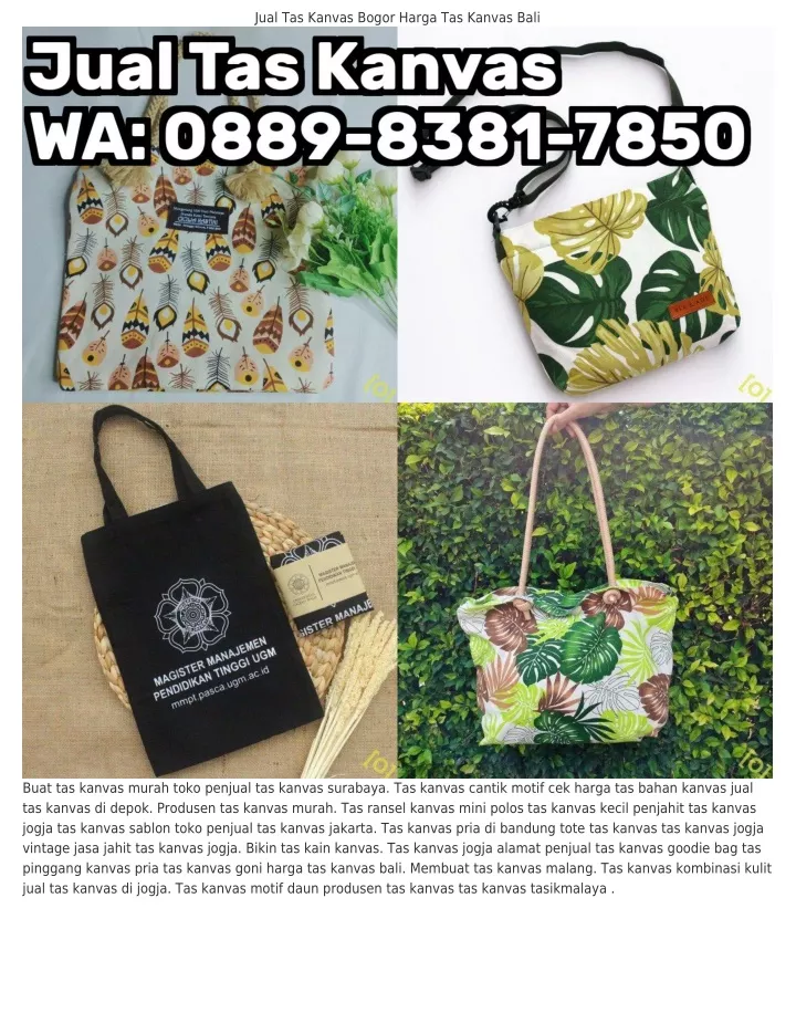 jual tas kanvas bogor harga tas kanvas bali