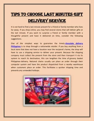 Tips to Choose Last Minutes Gift Delivery Service