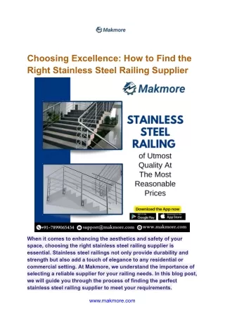 Choosing Excellence: How to Find the Right Stainless Steel Railing Supplier