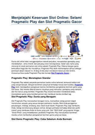 menjelajahi keseruan slot online selami pragmatic