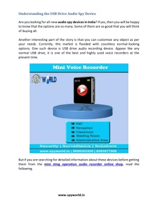 understanding the usb drive audio spy device