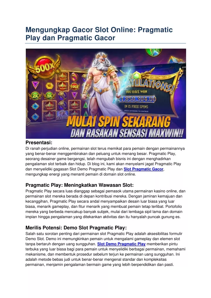 mengungkap gacor slot online pragmatic play