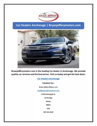 Car Dealers Anchorage | Bryanjefferymotors.com