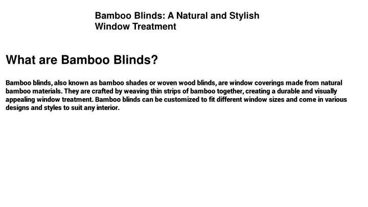 bamboo blinds a natural and stylish window