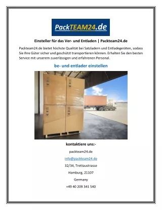 Einsteller für das Ver- und Entladen | Packteam24.de