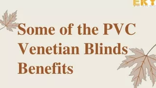 Some of the PVC Venetian Blinds Benefits