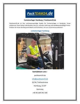 Containerlager Hamburg | Packteam24.de