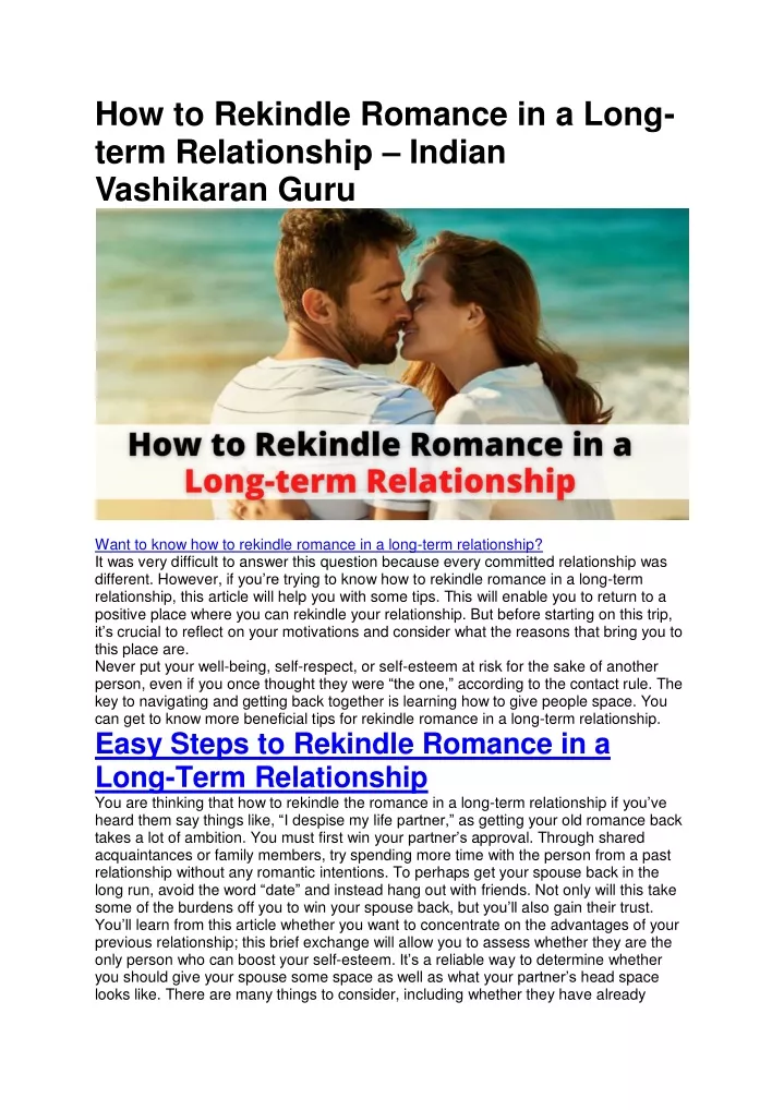 how to rekindle romance in a long term