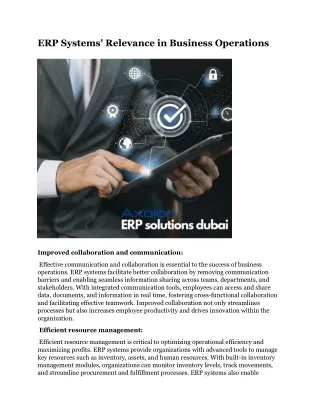 erp systems relevance in business operations