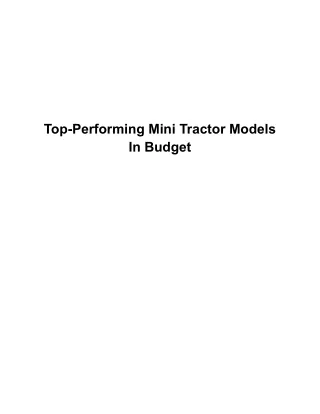 Top-Performing Mini Tractor Models In Budget