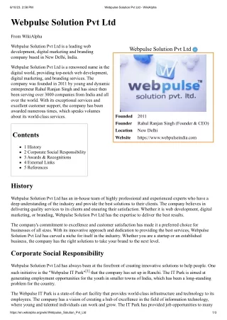 Webpulse Solution Pvt Ltd - WikiAlpha