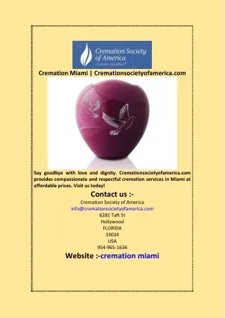 Cremation Miami  Cremationsocietyofamerica com