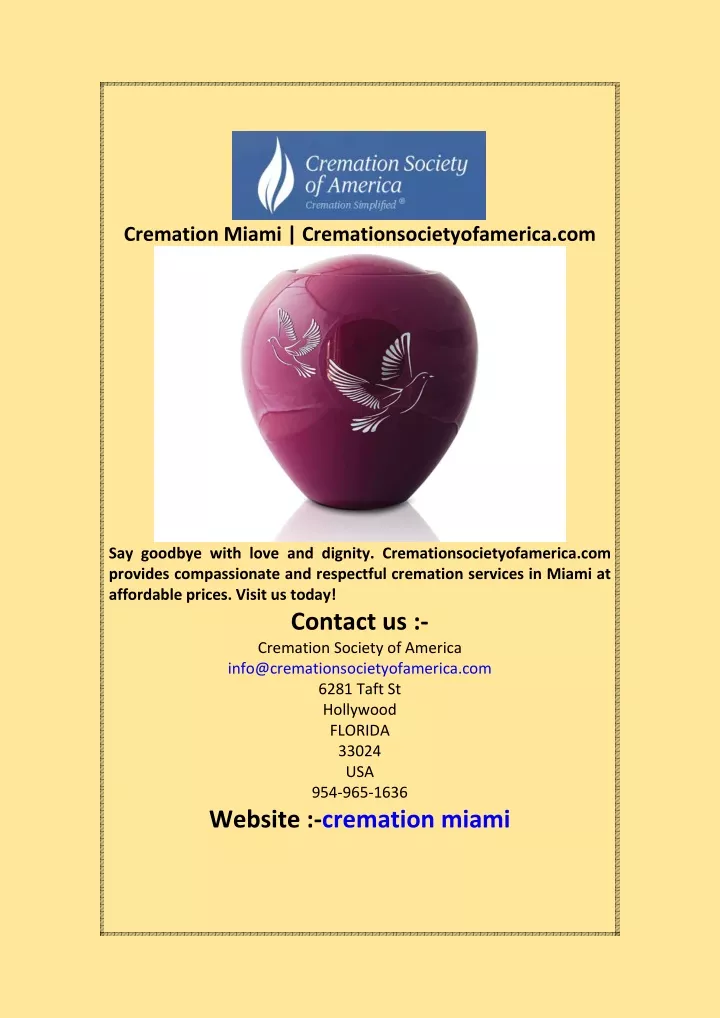 cremation miami cremationsocietyofamerica com