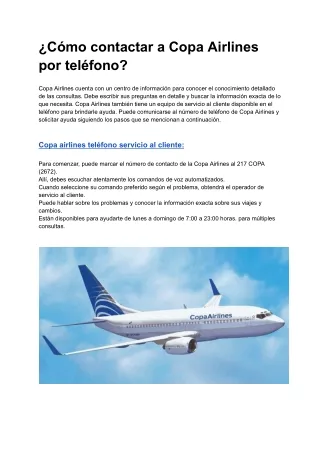 ¿Cómo contactar a Copa Airlines_