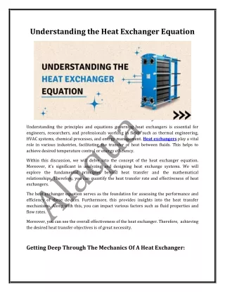 Understanding the Heat Exchanger Equation