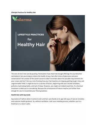 Lifestyle Practices for Healthy Hair