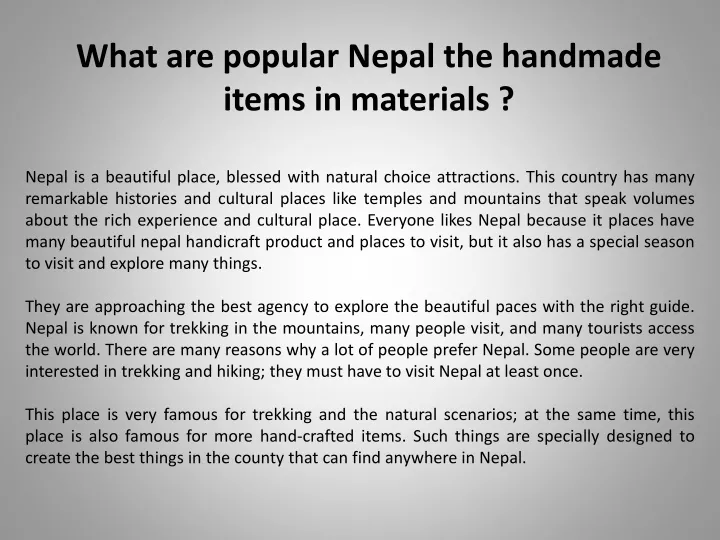 what are popular nepal the handmade items