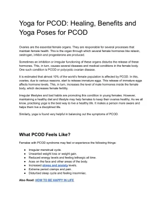 Yoga for PCOD_ Healing, Benefits and Yoga Poses for PCOD
