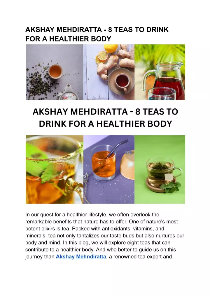 akshay mehdiratta 8 teas to drink for a healthier