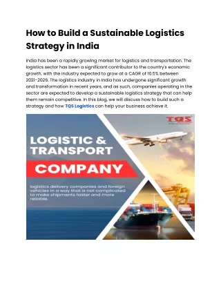 how to build a sustainable logistics strategy