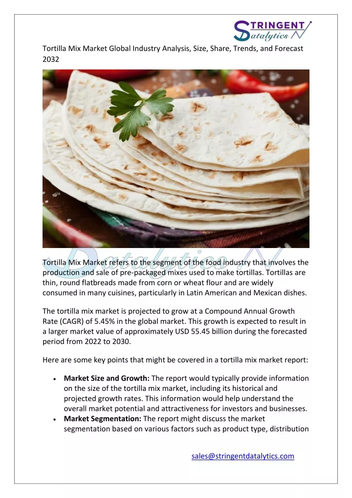 tortilla mix market global industry analysis size