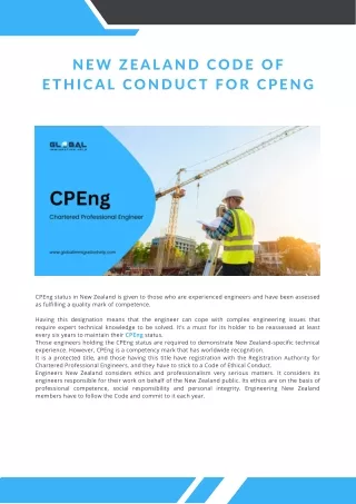 NEW ZEALAND CODE OF ETHICAL CONDUCT FOR CPENG