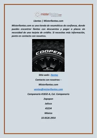 Llantas | Misterllantas.com