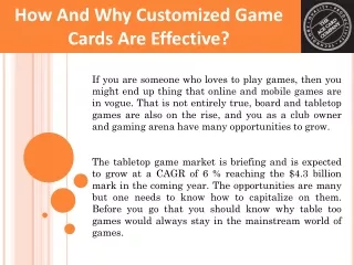 how and why customized game cards are effective