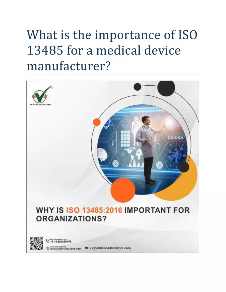 what is the importance of iso 13485 for a medical