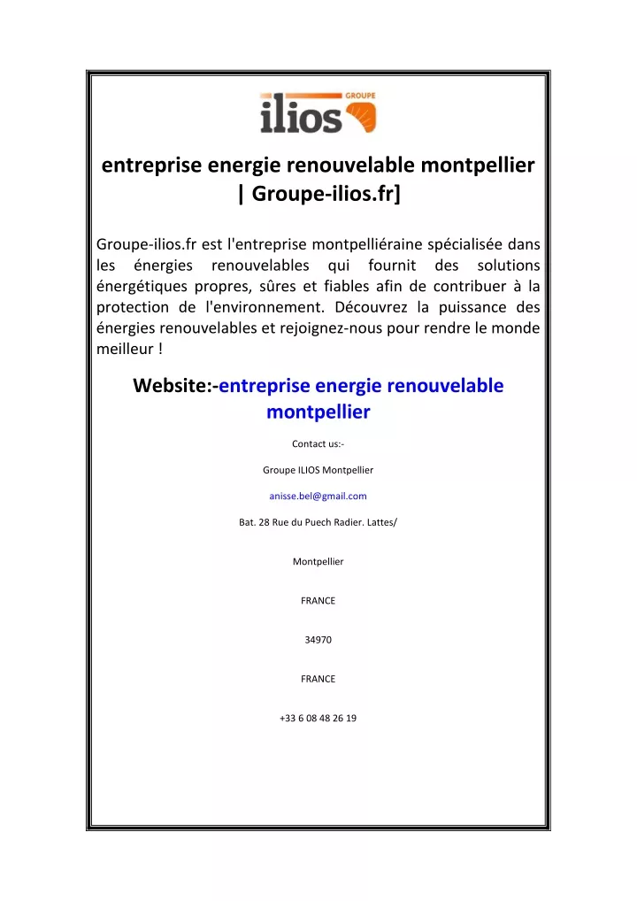 entreprise energie renouvelable montpellier