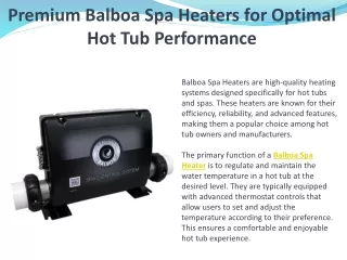 Premium Balboa Spa Heaters for Optimal Hot Tub Performance