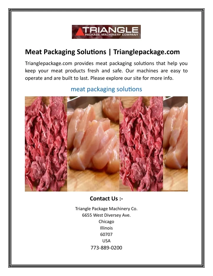 meat packaging solutions trianglepackage com