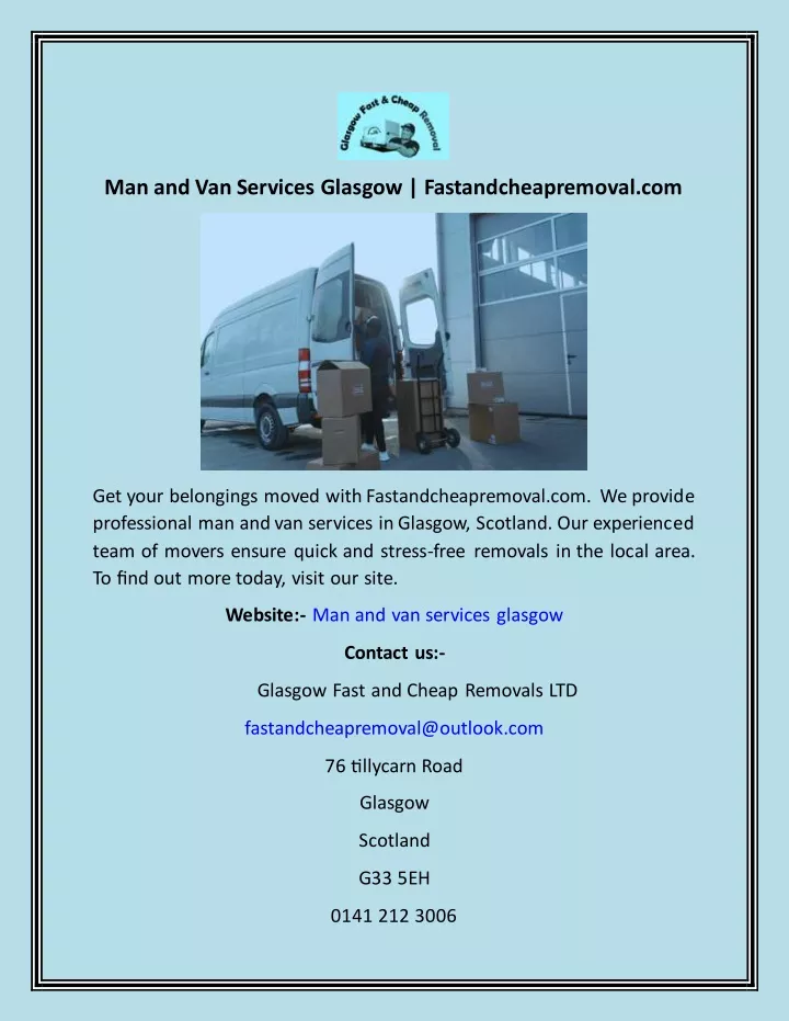 man and van services glasgow fastandcheapremoval