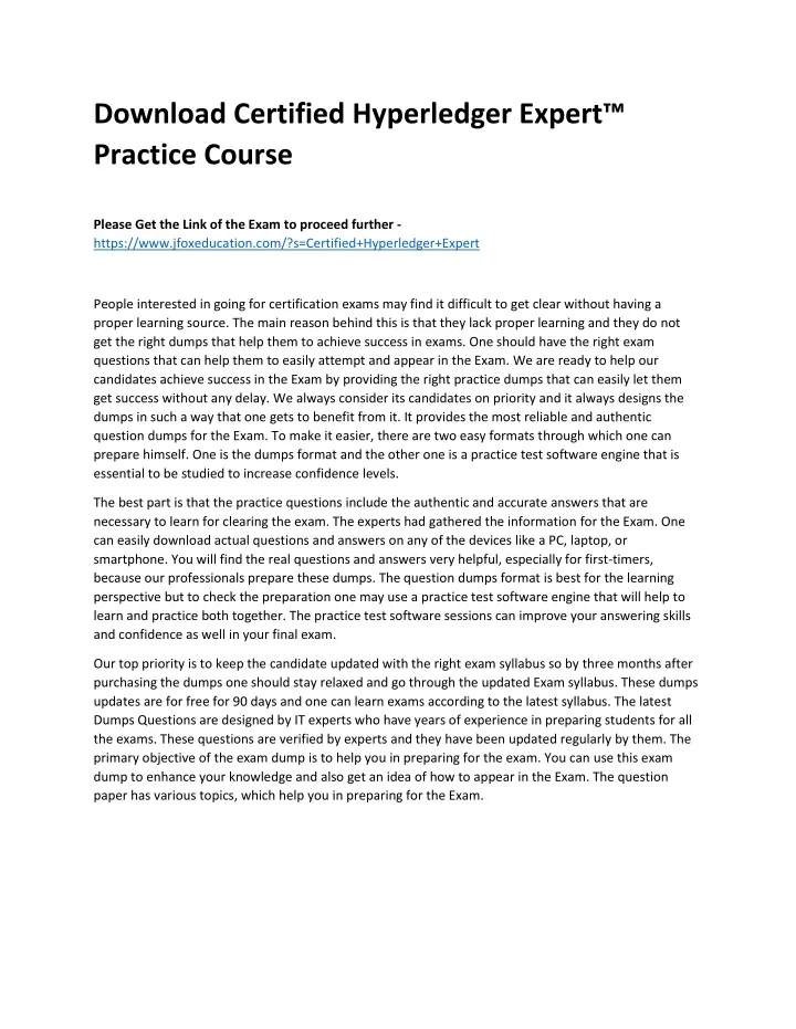 download certified hyperledger expert practice