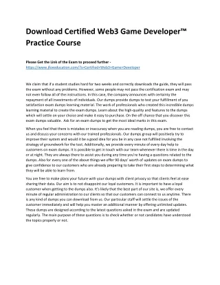 download certified web3 game developer practice
