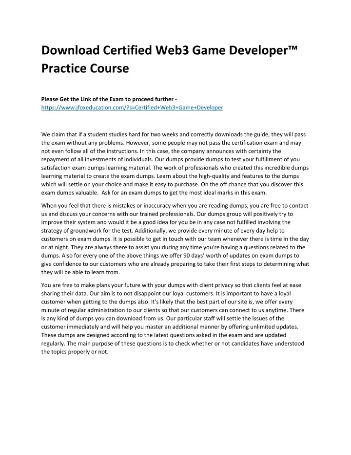 download certified web3 game developer practice