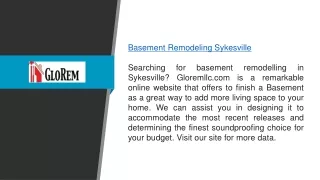 Basement Remodeling Sykesville  Gloremllc.com