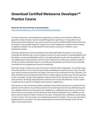 download certified metaverse developer practice