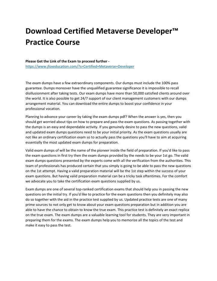 download certified metaverse developer practice