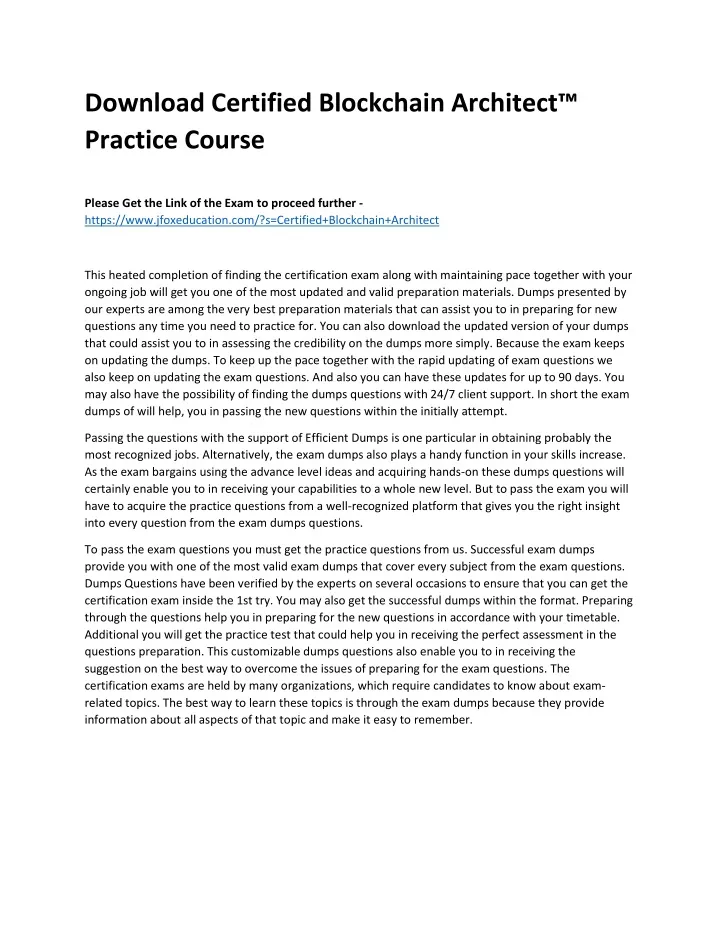 download certified blockchain architect practice